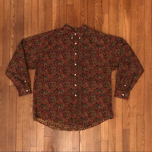 Vintage 9s J Crew Mens Paisley Shirt 